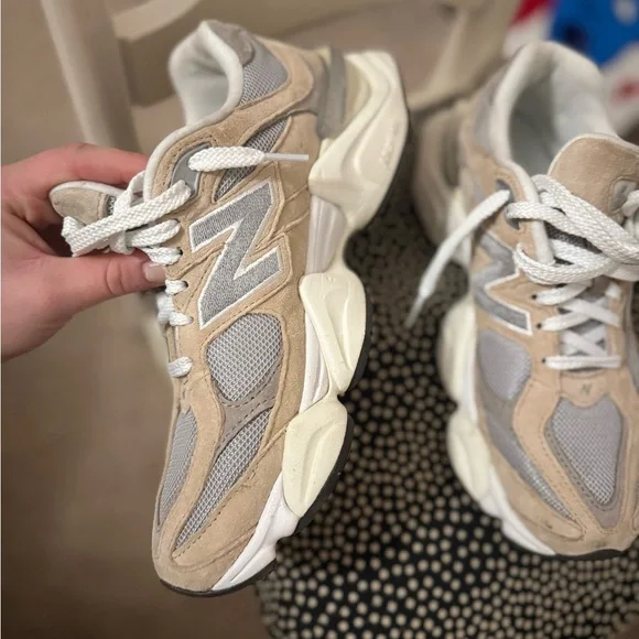 New Balance 9060 Beige and Gray Sneakers - Picture 3 of 10